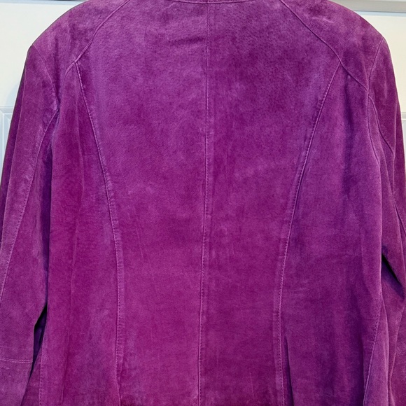 VINTAGE Jones New York Vibrant Purple Leather Suede Jacket PERFECT Size XL - Picture 3 of 11